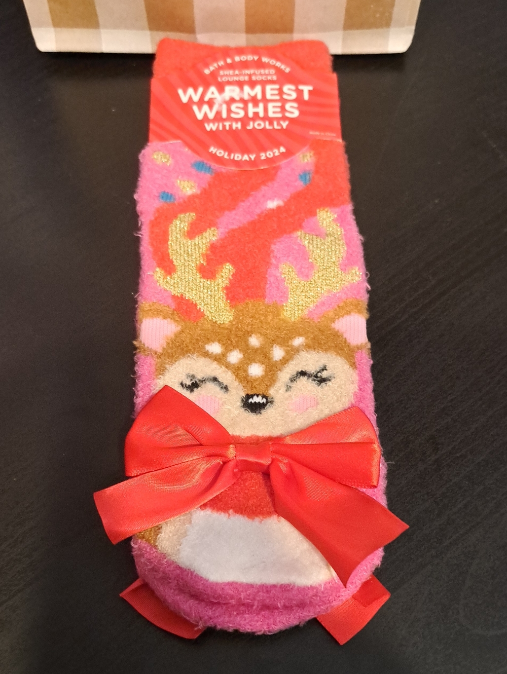 Bath & Body Works Pink Reindeer Shea Infused Lounge Socks